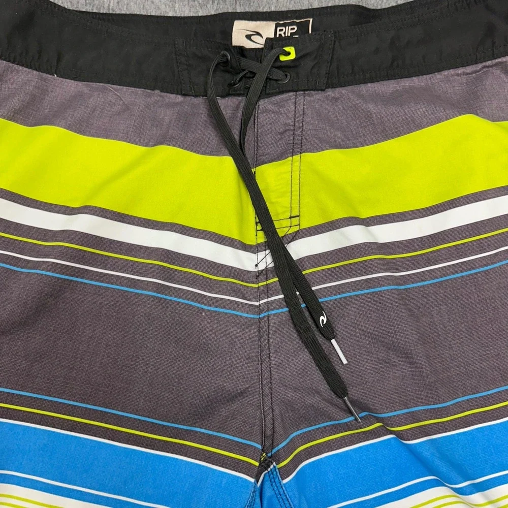Rip Curl Swim Trunks Striped Board Shorts‎ Drawstring Pocket Surf Size 32